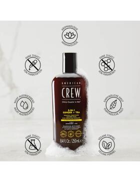 American Crew 3-in-1 Ginger & Tea Shampoo, Conditioner & Body Wash 250 ml