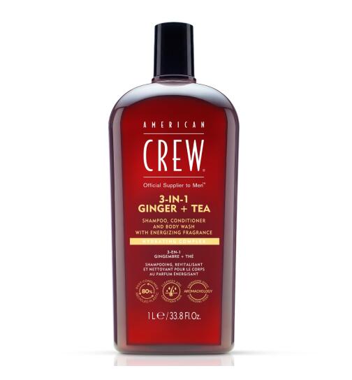 American Crew 3-in-1 Ginger & Tea Shampoo, Conditioner & Body Wash 1000 ml
