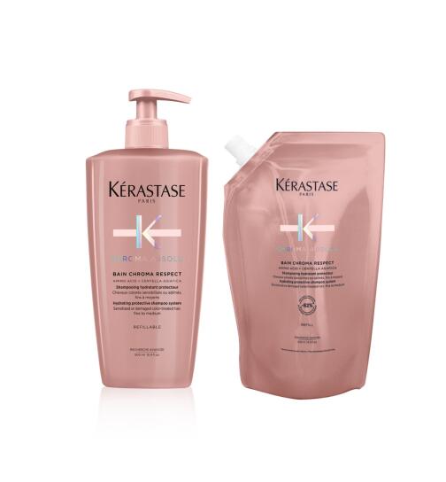 K&eacute;rastase Chroma Absolu Bain Chroma Respect Pumpflasche + Nachf&uuml;ll Shampoo 2 x 500 ml