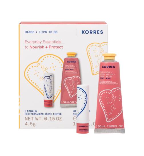 Korres Winter Essentials Hand- und Lippenpflege Set Peony Rose