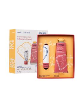 Korres Winter Essentials Hand- und Lippenpflege Set Peony Rose