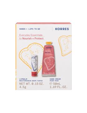 Korres Winter Essentials Hand- und Lippenpflege Set Peony Rose