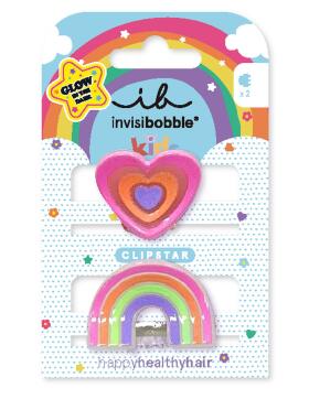 Invisibobble Clipstar Glow Kids Happy Heart 2 St&uuml;ck